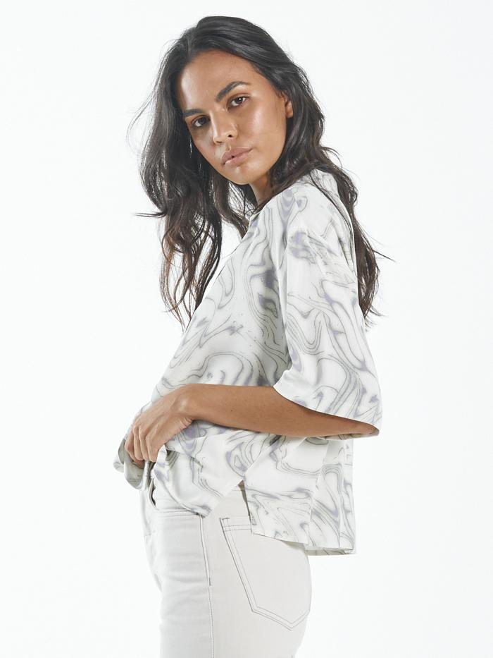 Marbled Paradise Crop Shirt - Tofu