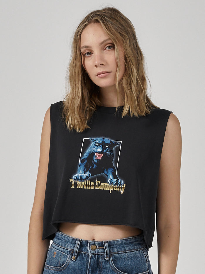 Sanctuary Crop Muscle - Merch Black