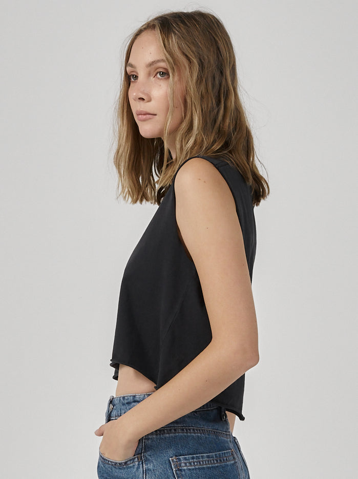 Sanctuary Crop Muscle - Merch Black