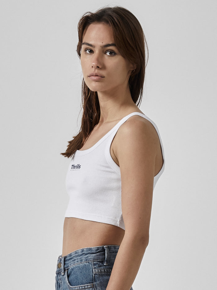 Paradox of Paradise Retro Crop Tank - White