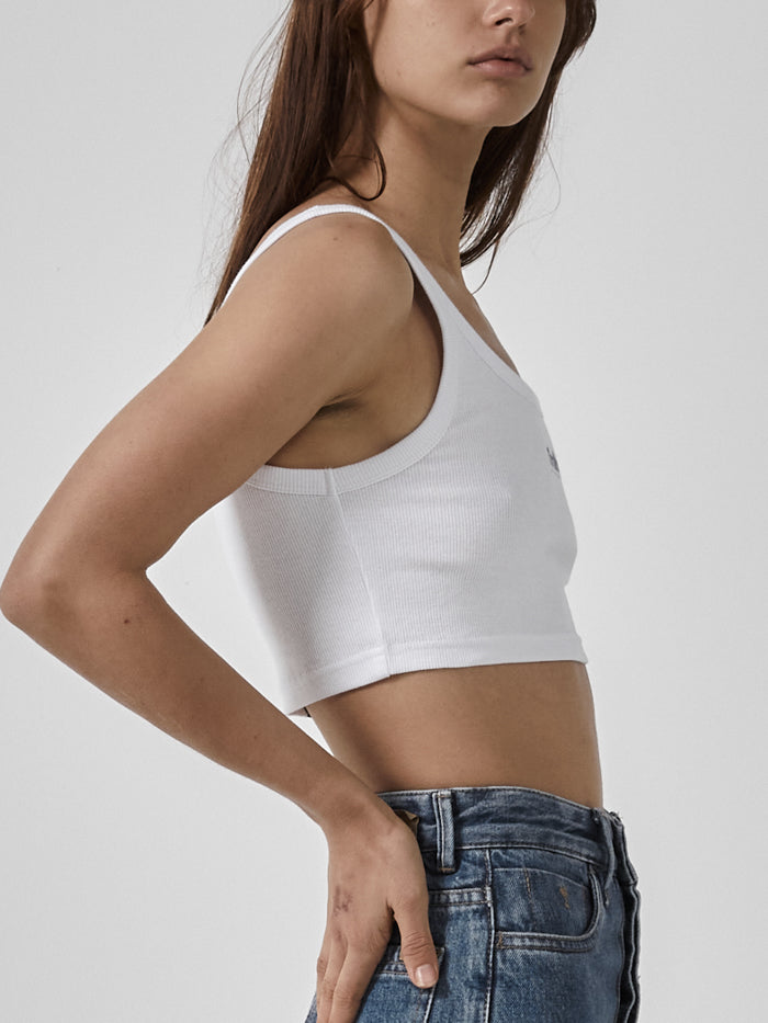 Paradox of Paradise Retro Crop Tank - White