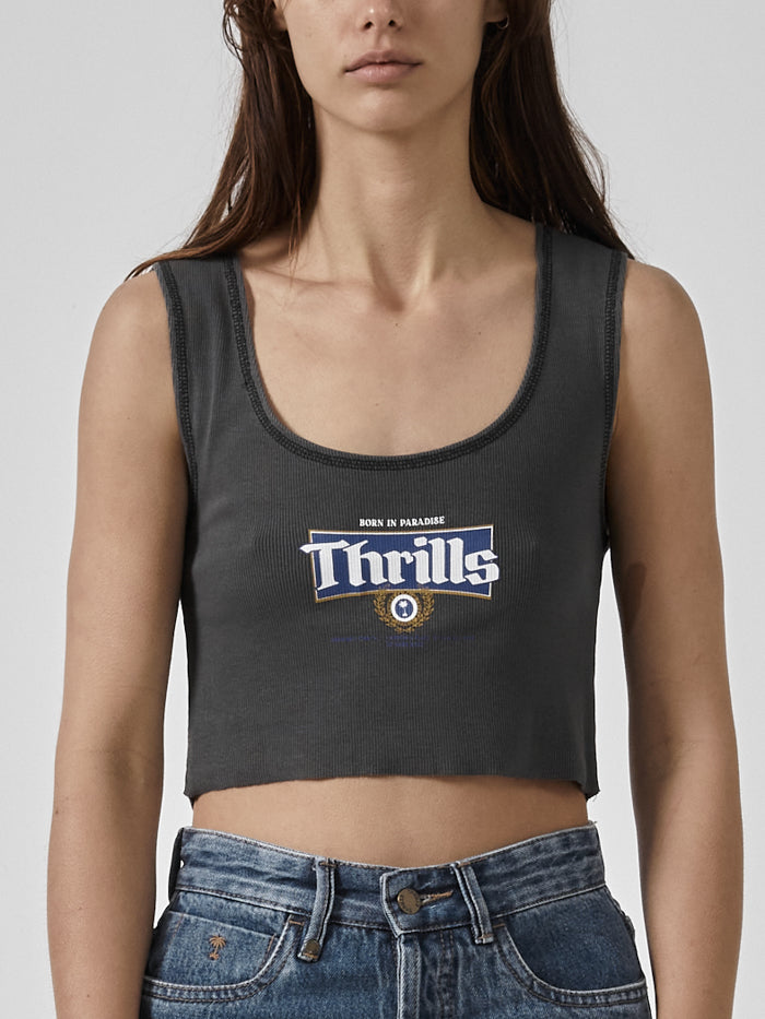 King Of Thrills Crop Rib Singlet - Merch Black