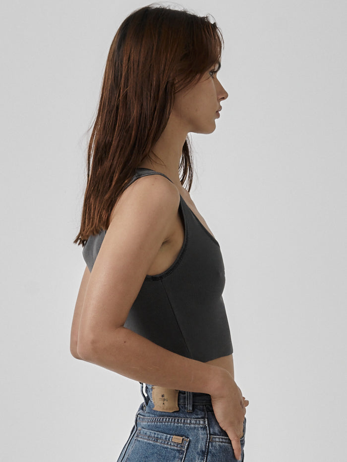 King Of Thrills Crop Rib Singlet - Merch Black
