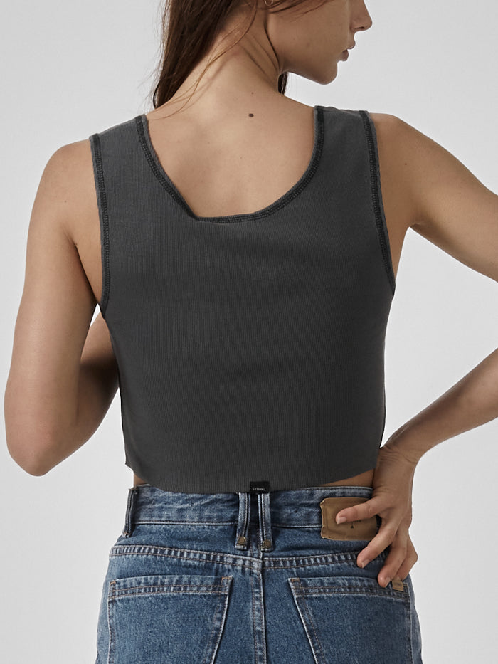 King Of Thrills Crop Rib Singlet - Merch Black