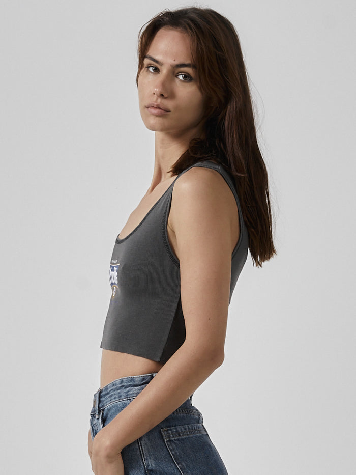 King Of Thrills Crop Rib Singlet - Merch Black
