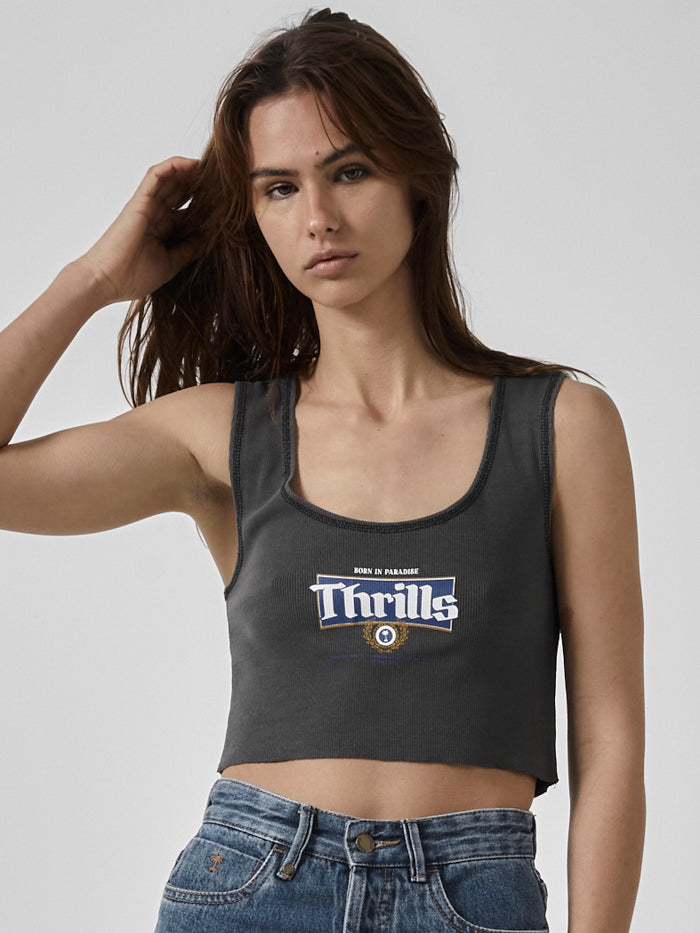 King Of Thrills Crop Rib Singlet - Merch Black