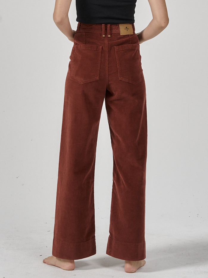 Belle Full Length Cord Pant - Burnt Henna