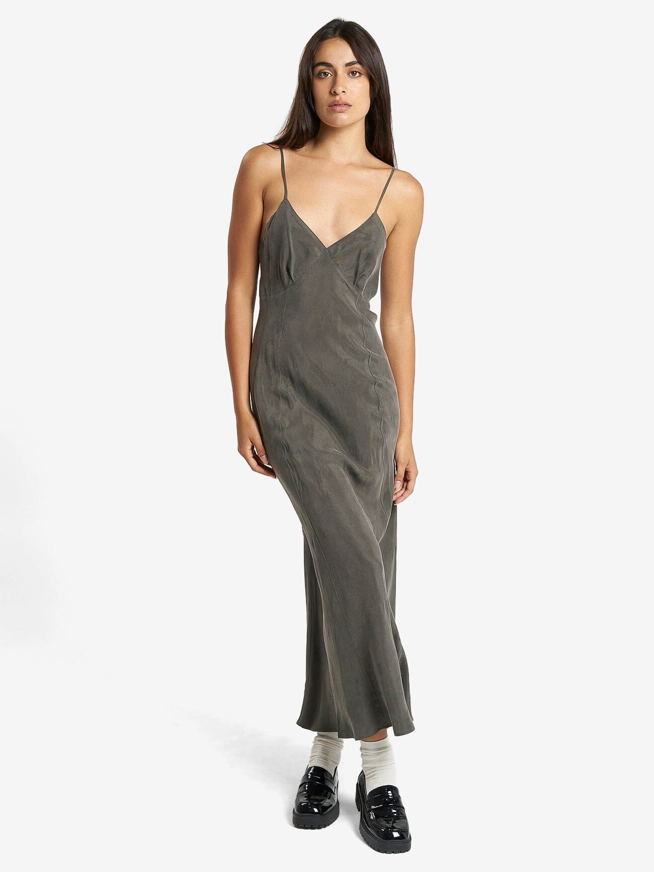 Silhouette Silk Cowl Slip Dress - Sea Green