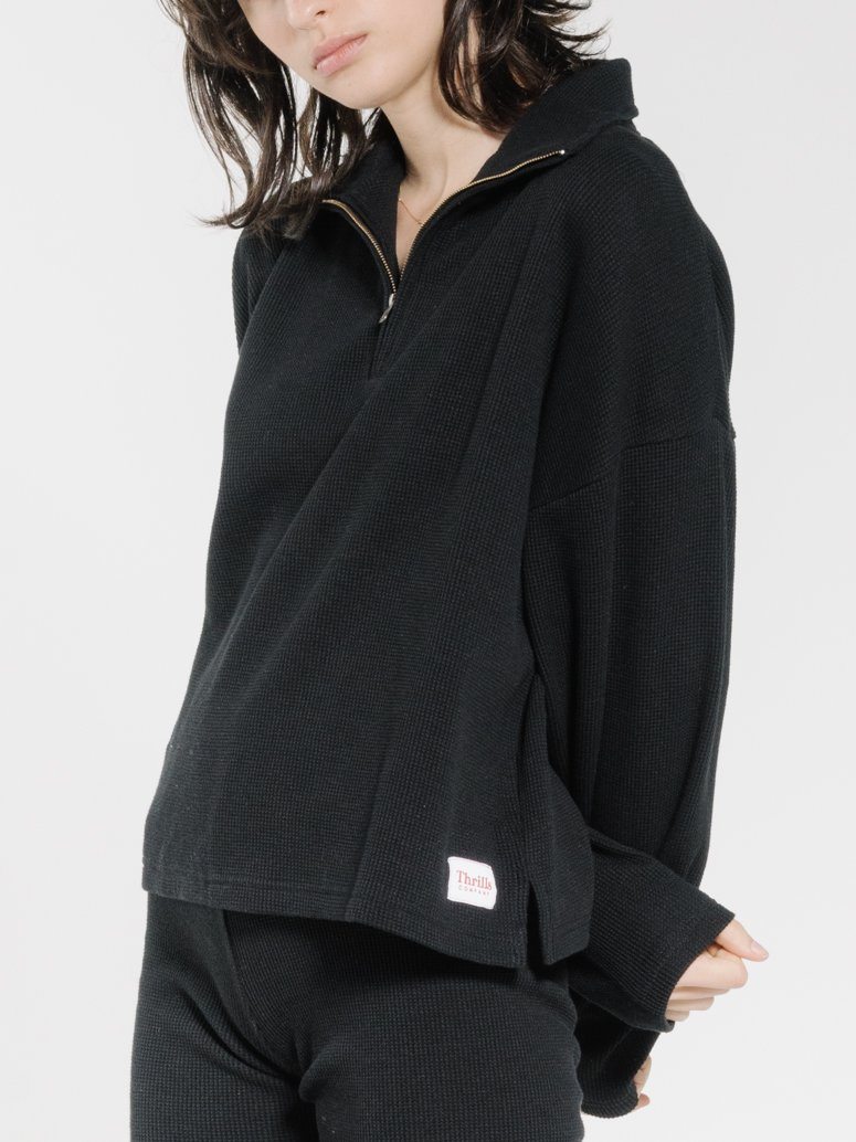 Hiatus 3/4 Zip Pullover - Black