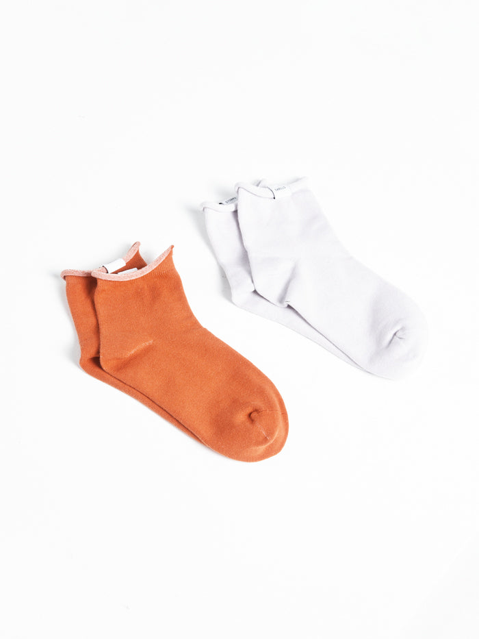 Sub Rosa Multi 2 Pack Socks - Lilac Ash - Burnt Orange