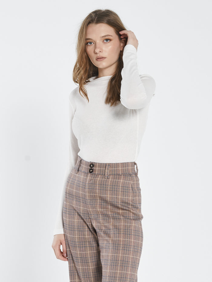 Hemp Paper Rib LS Turtle Neck - Unbleached