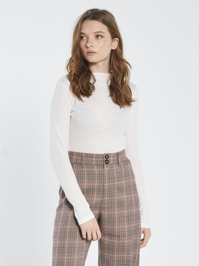 Hemp Paper Rib LS Turtle Neck - Unbleached