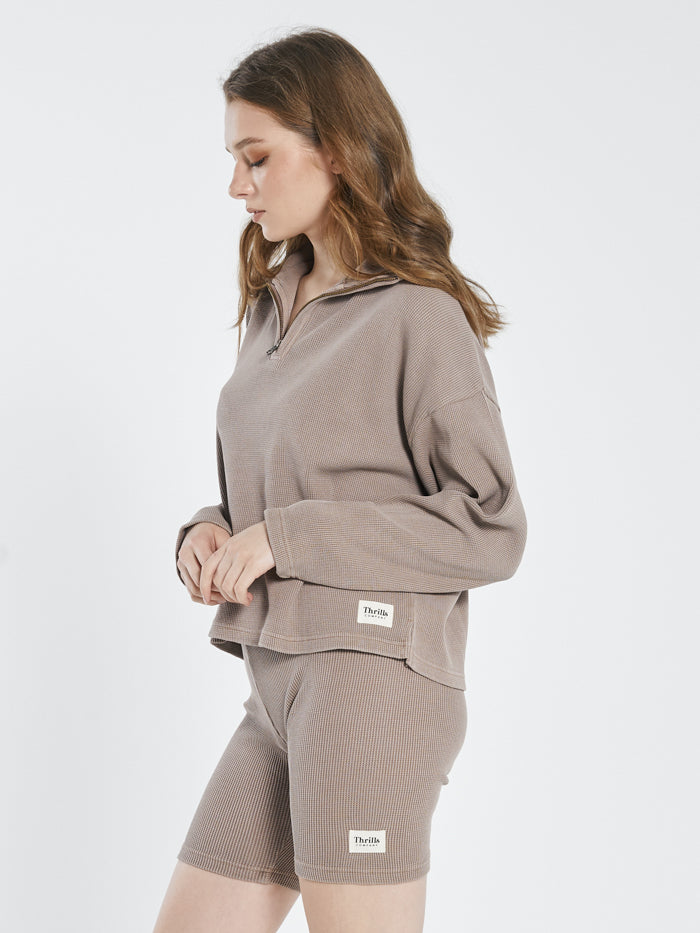 Hiatus Waffle 3/4 Zip Pullover - Yak