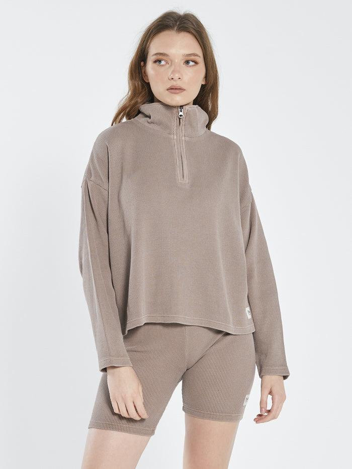 Hiatus Waffle 3/4 Zip Pullover - Yak