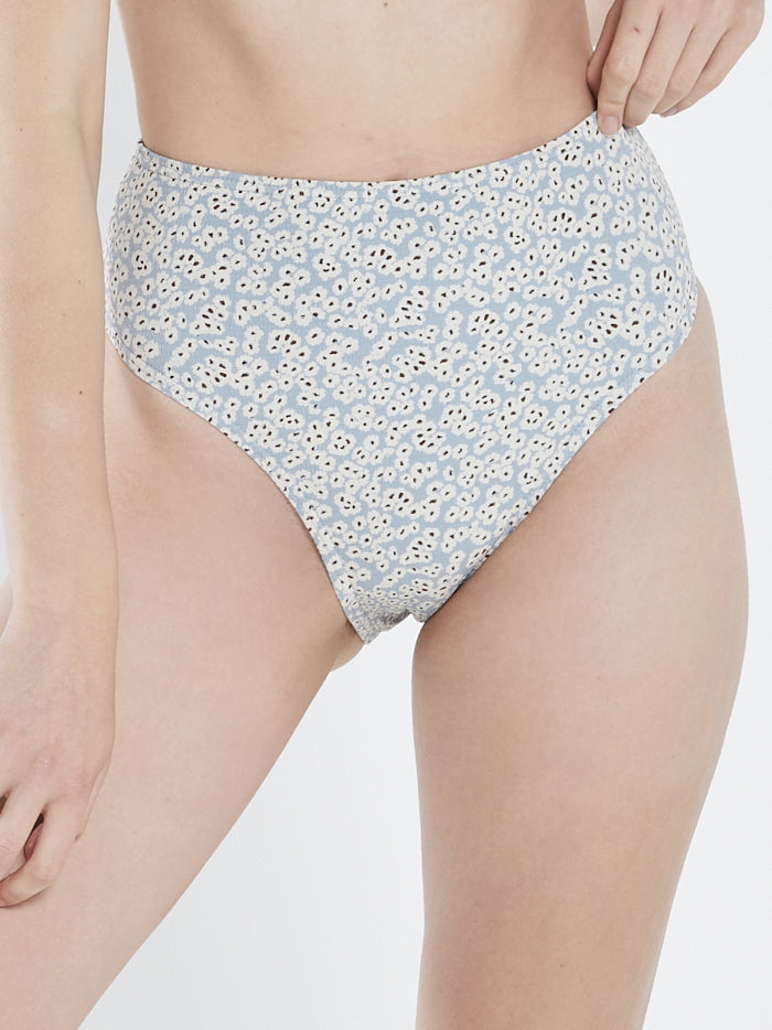 Mallory High Cut Bikini Bottom - Steel Blue