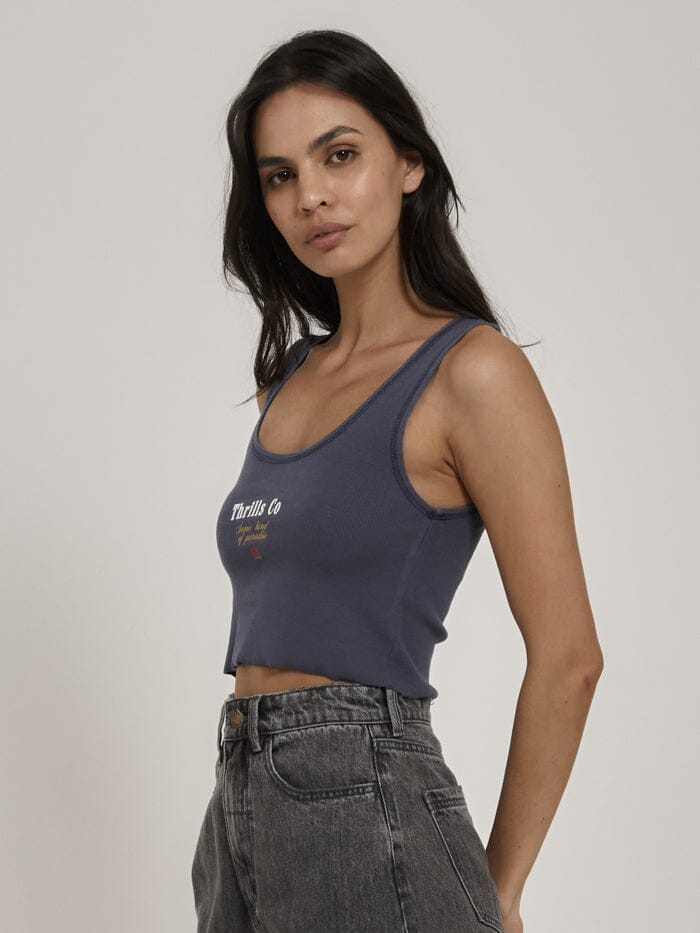 Heavy Strength Crop Rib Singlet - Vintage Navy