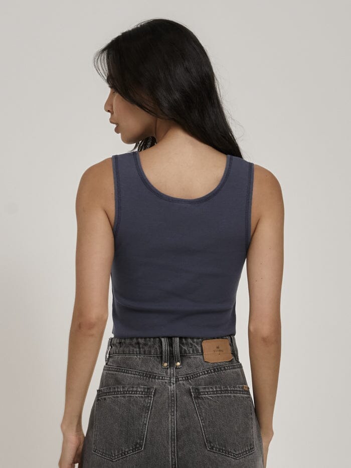 Heavy Strength Crop Rib Singlet - Vintage Navy