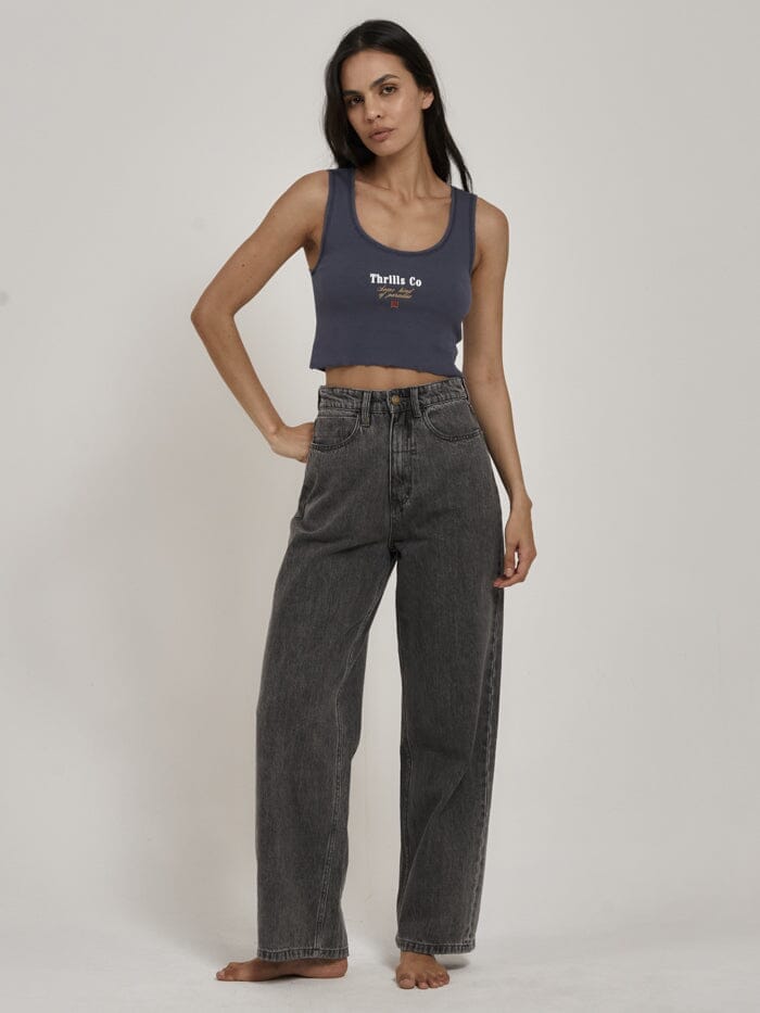 Heavy Strength Crop Rib Singlet - Vintage Navy