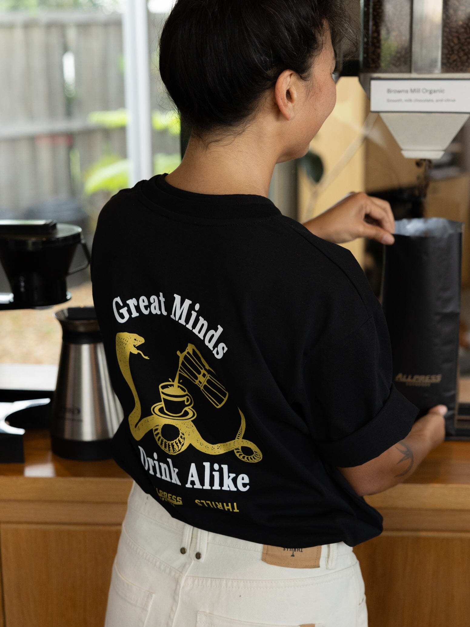 Allpress X Thrills Great Minds Drink Alike Oversize Pocket Tee - Black