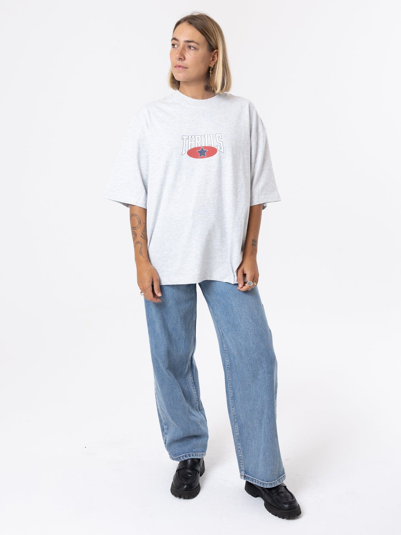 Full Ride Oversized Tee - White Marle