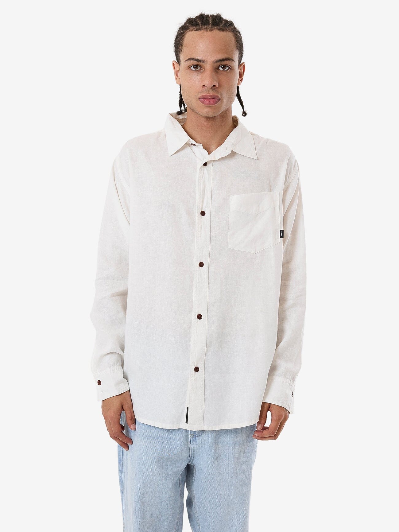 Hemp Minimal Thrills Oversize Long Sleeve Shirt - Dirty White XS