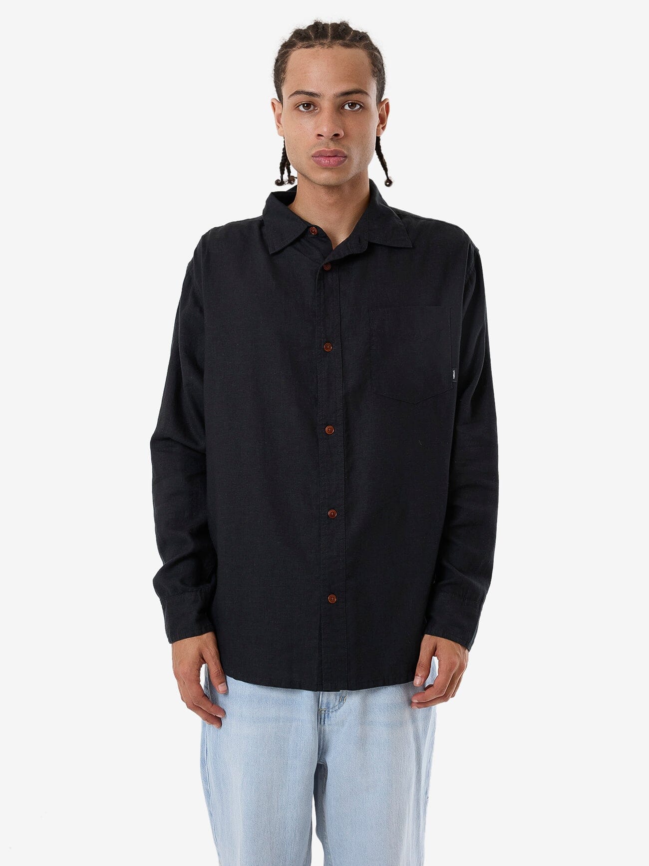 Hemp Minimal Thrills Oversize Long Sleeve Shirt - Black XS