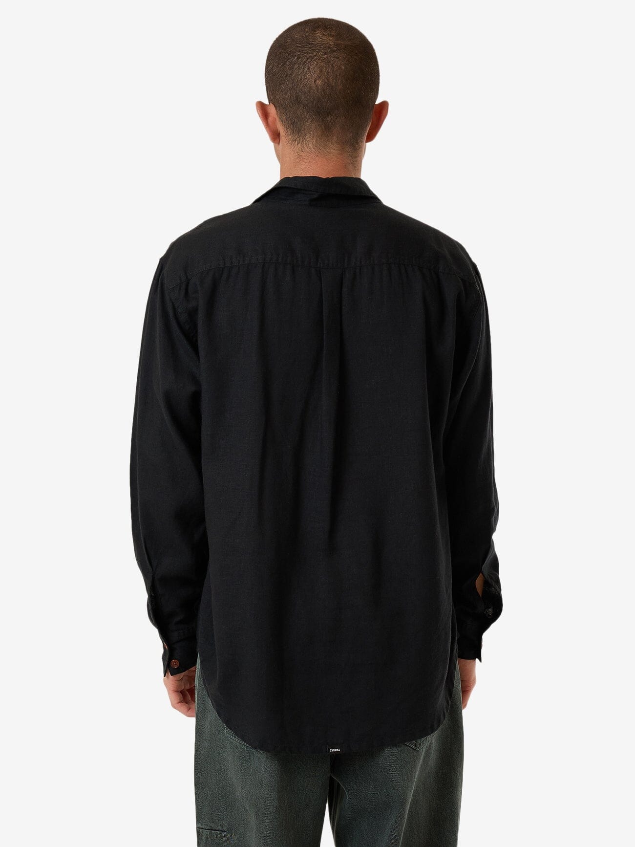 Hemp Minimal Thrills Oversize Long Sleeve Shirt - Black XS