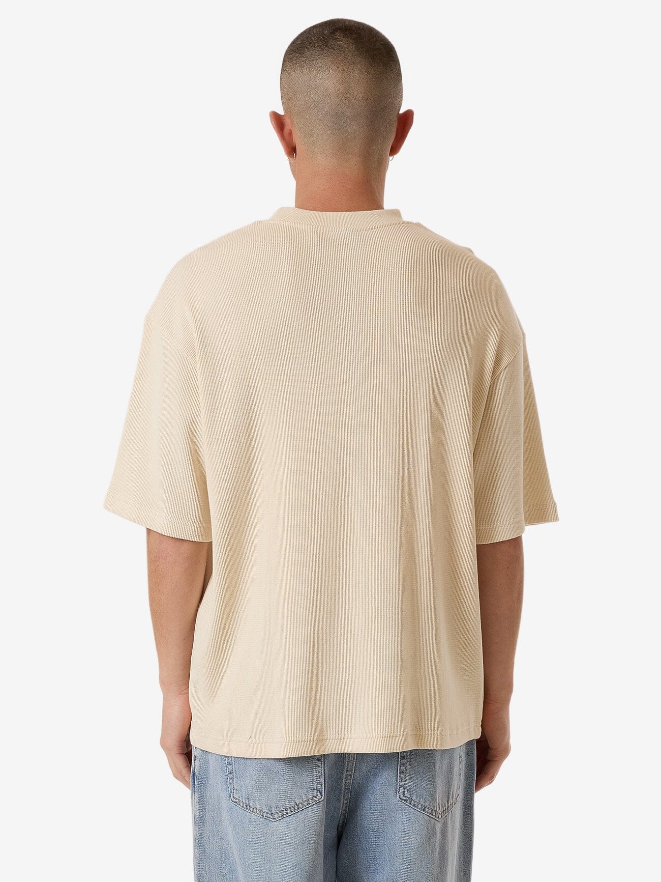 Existencial Waffle Box Fit Oversize Short Tee - Unbleached