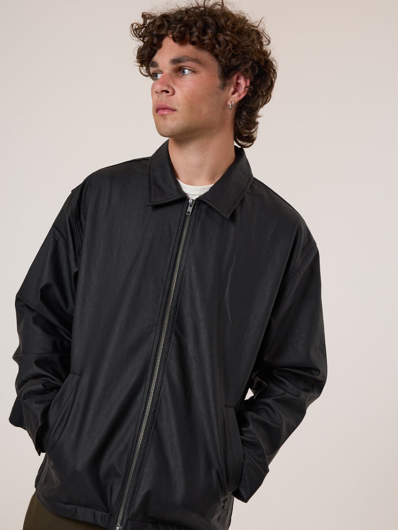 Don't Bother Me Leather Work Jacket - Black