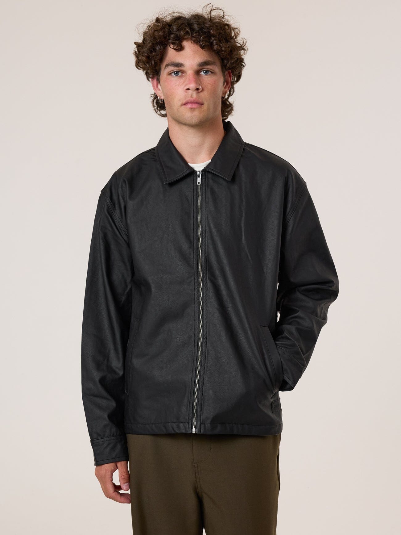 Don't Bother Me Leather Work Jacket - Black