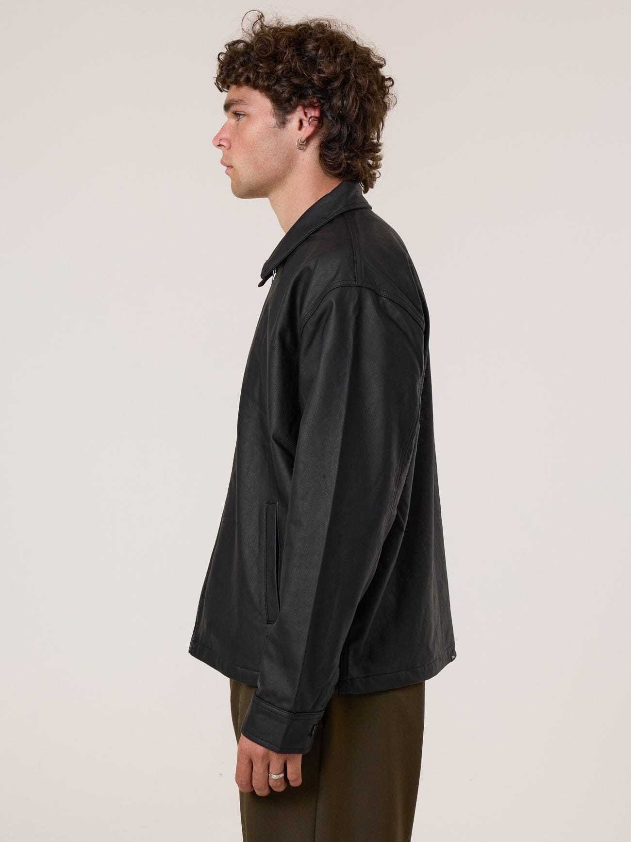 Don't Bother Me Leather Work Jacket - Black