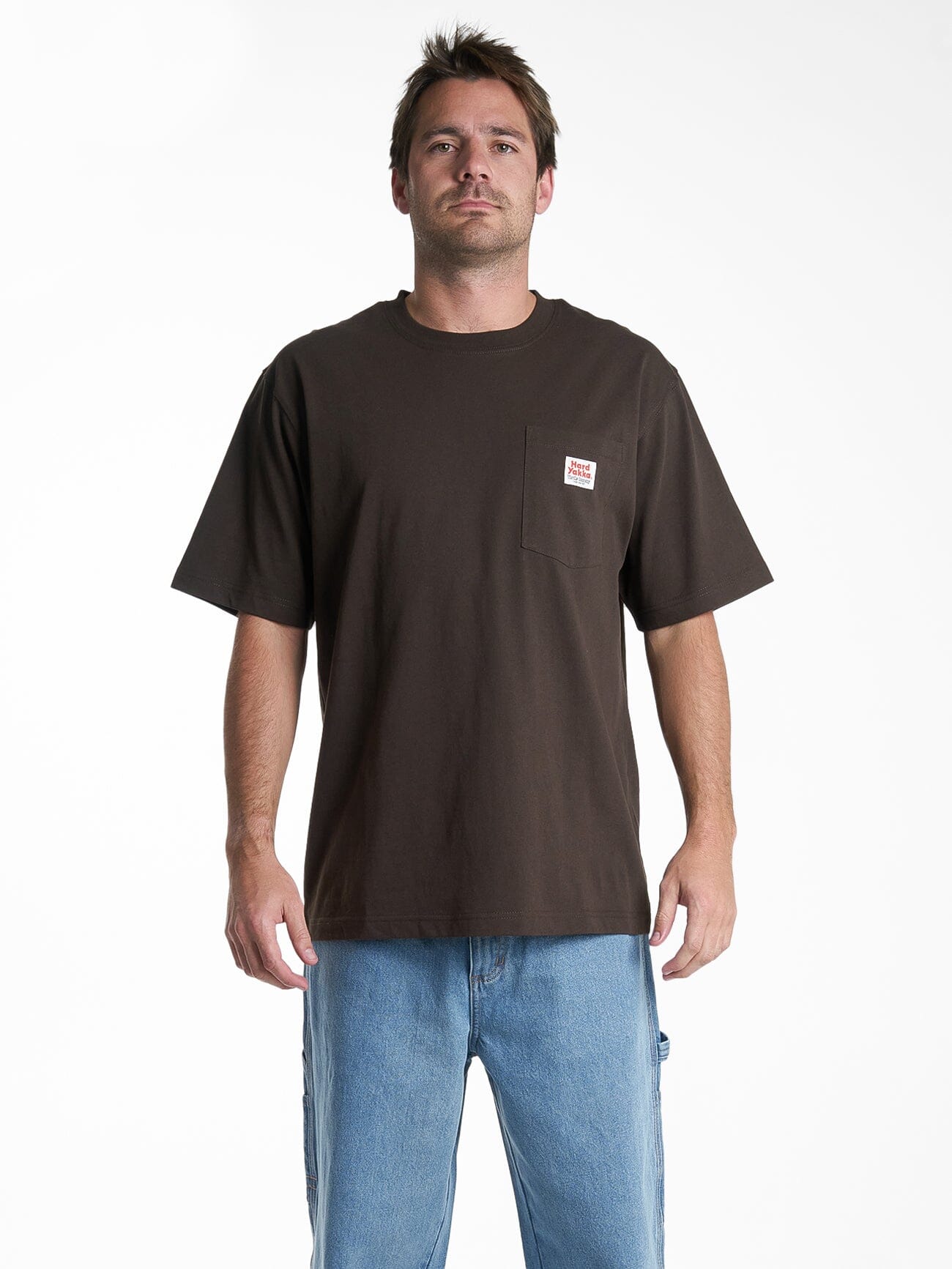 Hard Yakka X Thrills Oversize Pocket Tee - Postal Brown