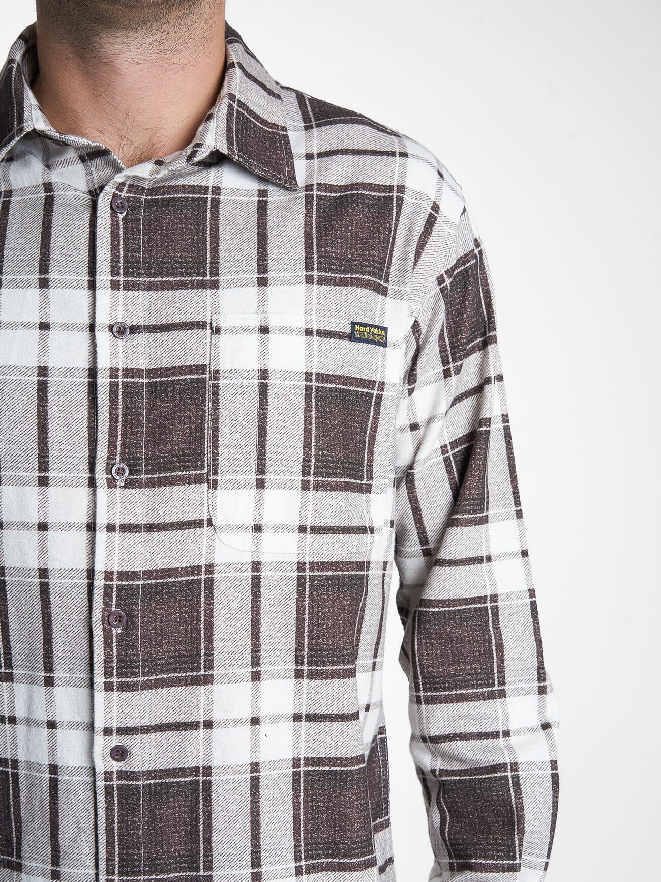 Hard Yakka X Thrills Flannel Sleeve Shirt - Postal Brown