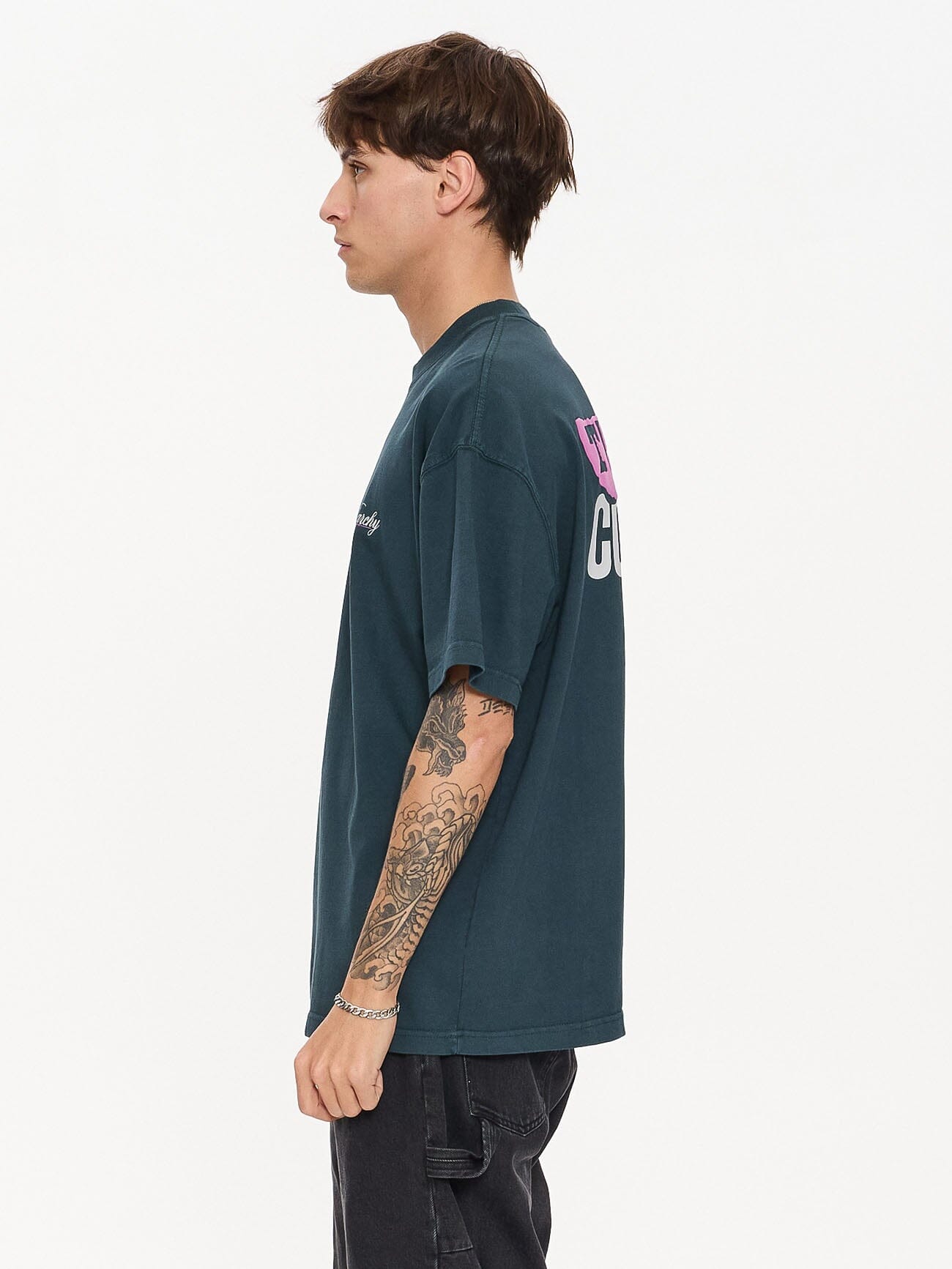 Total Anarchy Box Fit Cropped Tee - Deep Teal