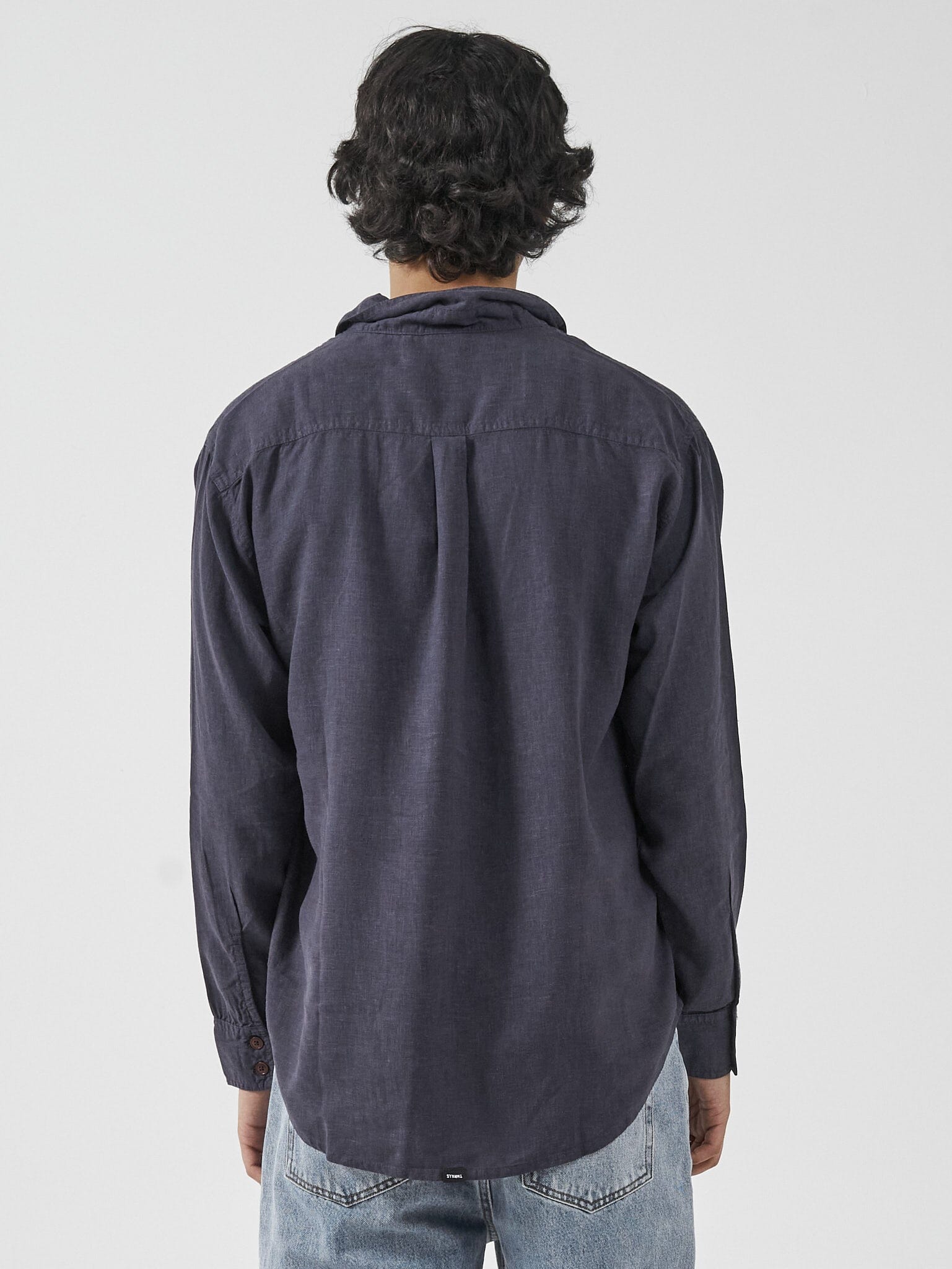 Hemp Minimal Thrills Oversize Long Sleeve Shirt - Marine Blue