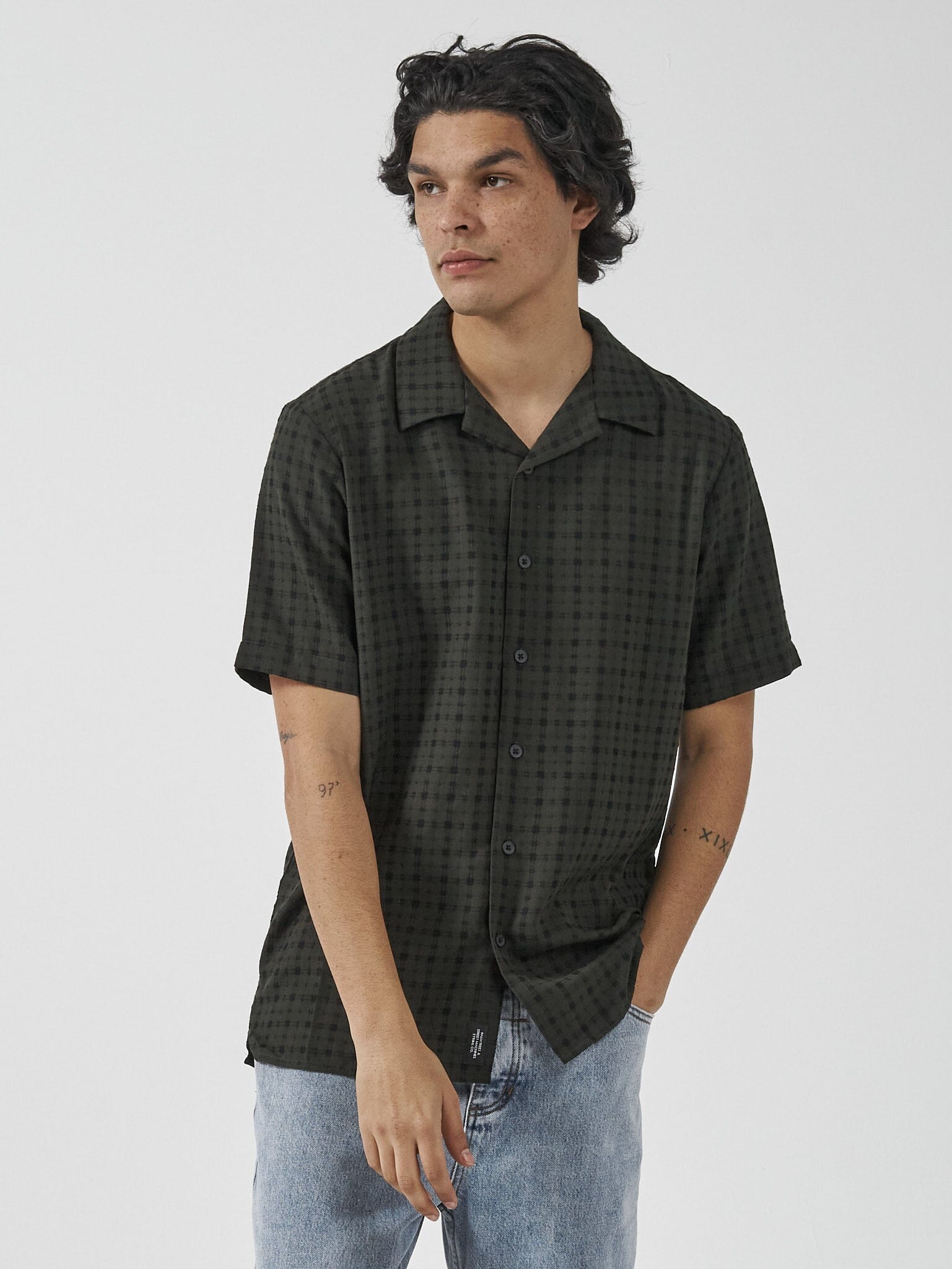 Infinity Check Bowling Shirt - Oil Green