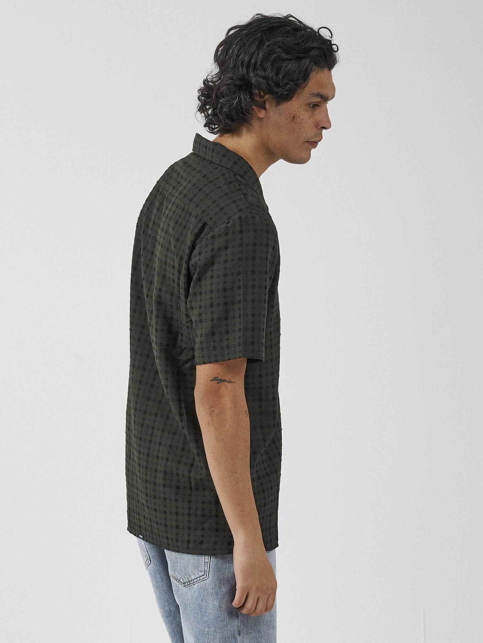 Infinity Check Bowling Shirt - Oil Green