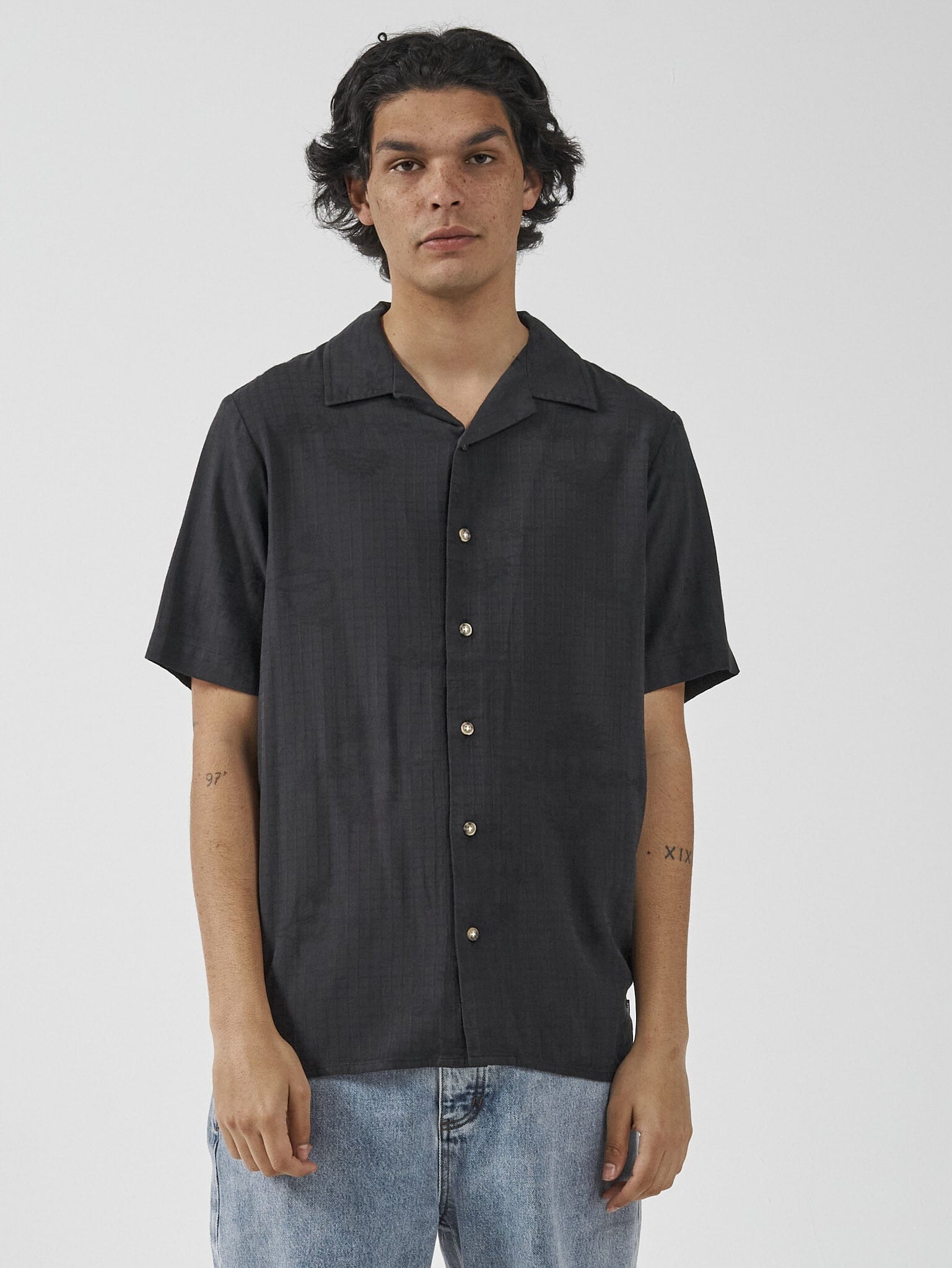 Natural Gravitation Bowling Shirt - Dark Charcoal