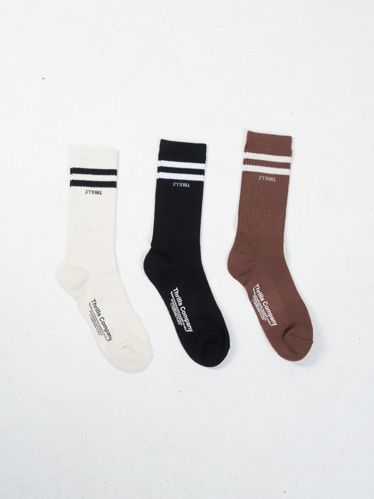 Minimal Thrills 3 Pack Sock - Tofu - Merch Black - Chestnut