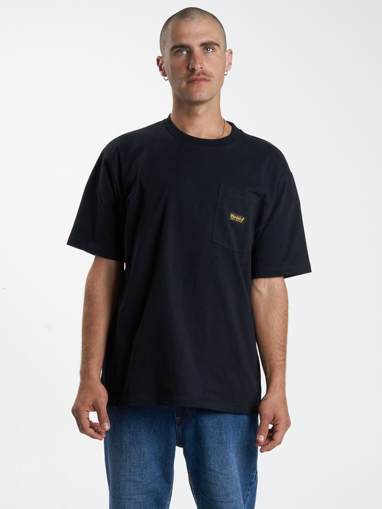 Thrills Union Oversize Fit Pocket Tee - Black