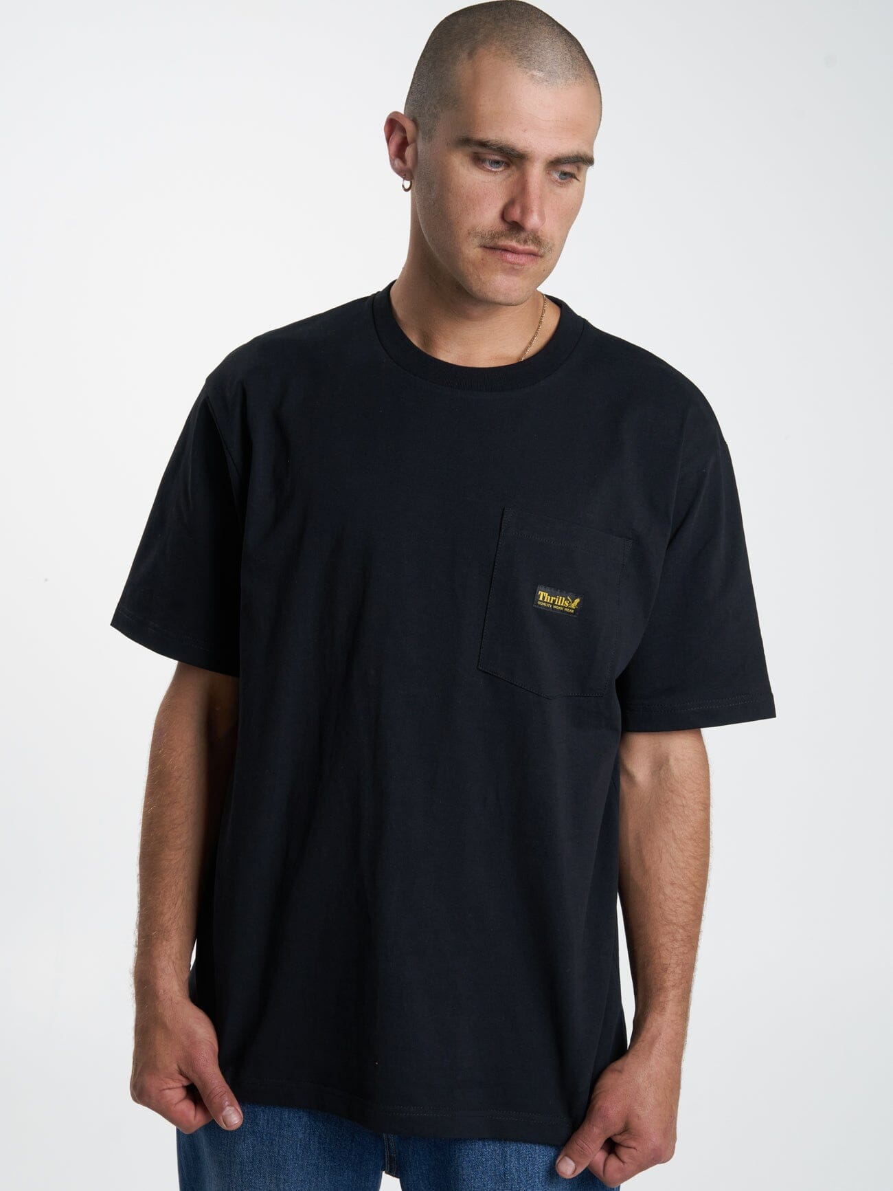 Thrills Union Oversize Fit Pocket Tee - Black