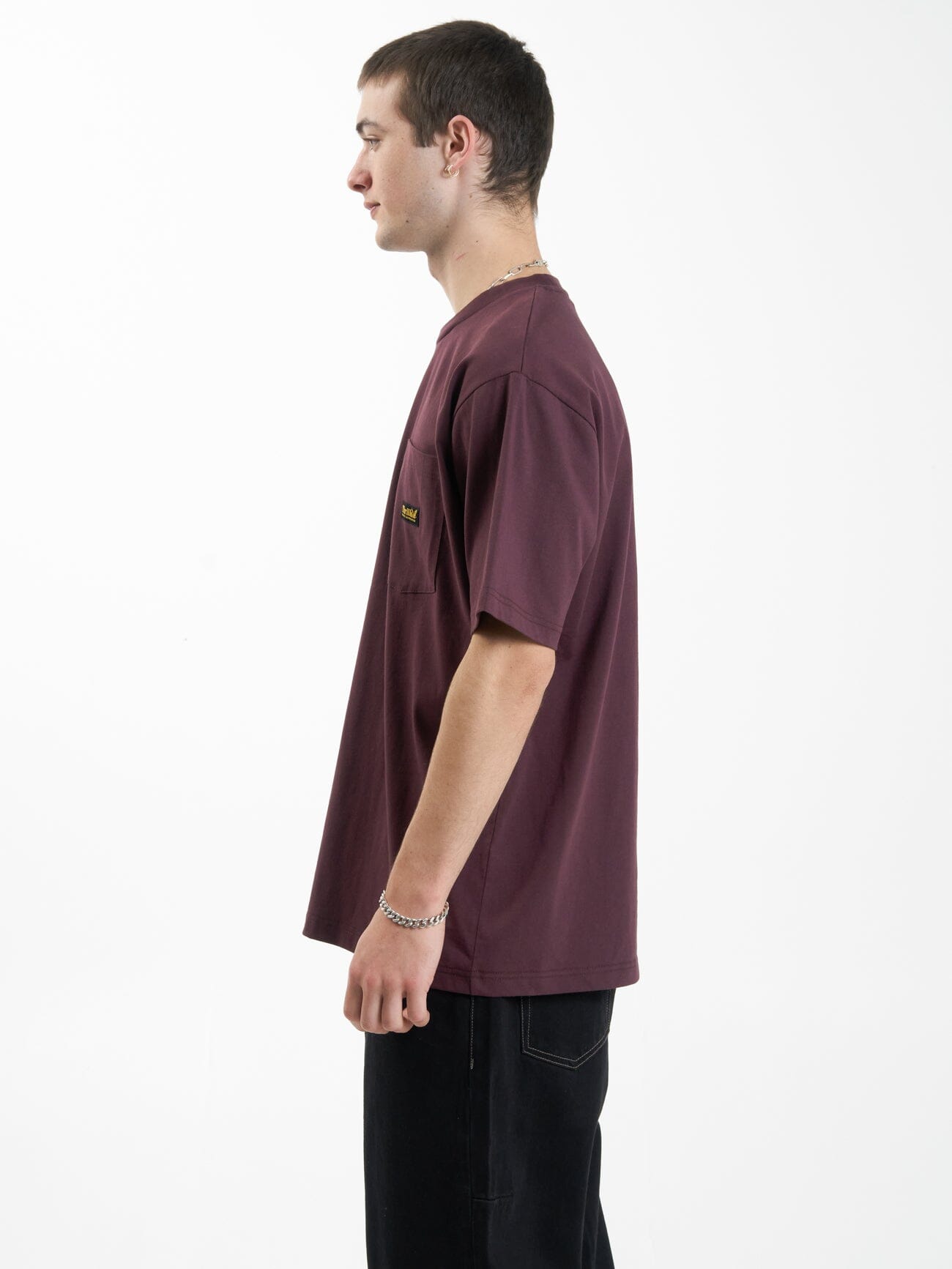 Thrills Union Oversize Fit Pocket Tee - Wine