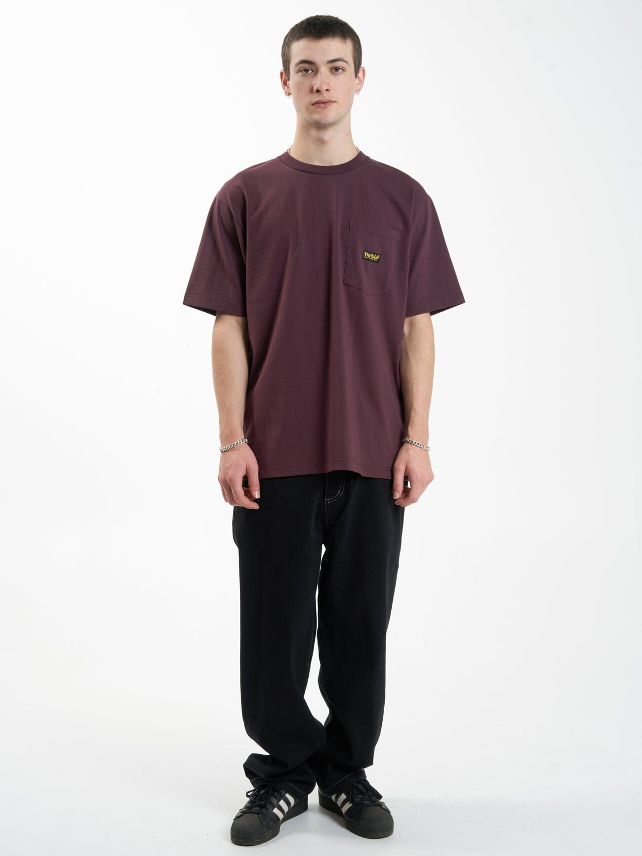 Thrills Union Oversize Fit Pocket Tee - Wine