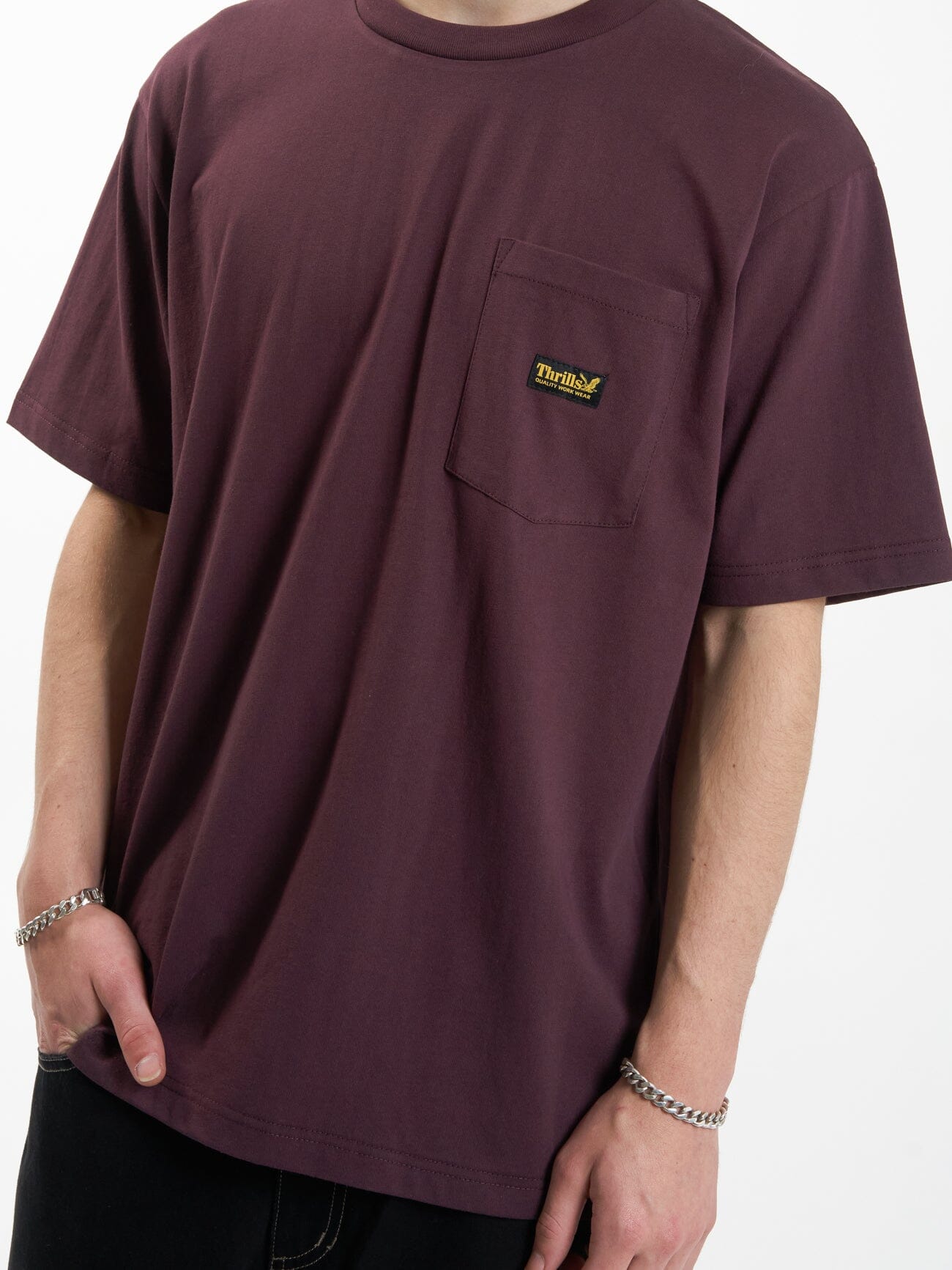 Thrills Union Oversize Fit Pocket Tee - Wine