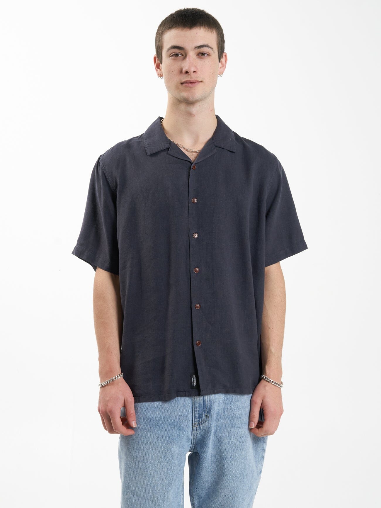 Hemp Minimal Thrills Bowling Shirt - Slate