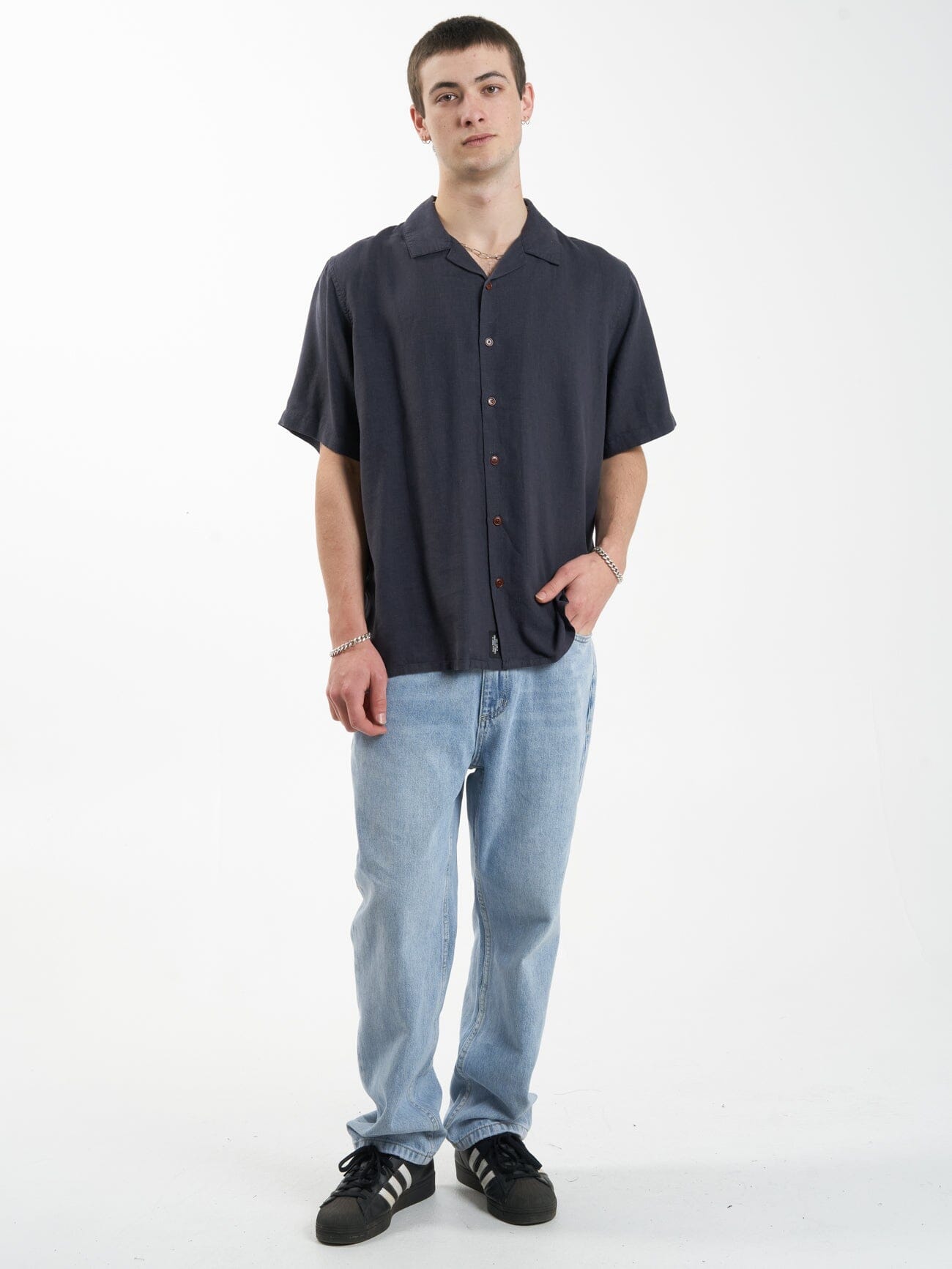 Hemp Minimal Thrills Bowling Shirt - Slate