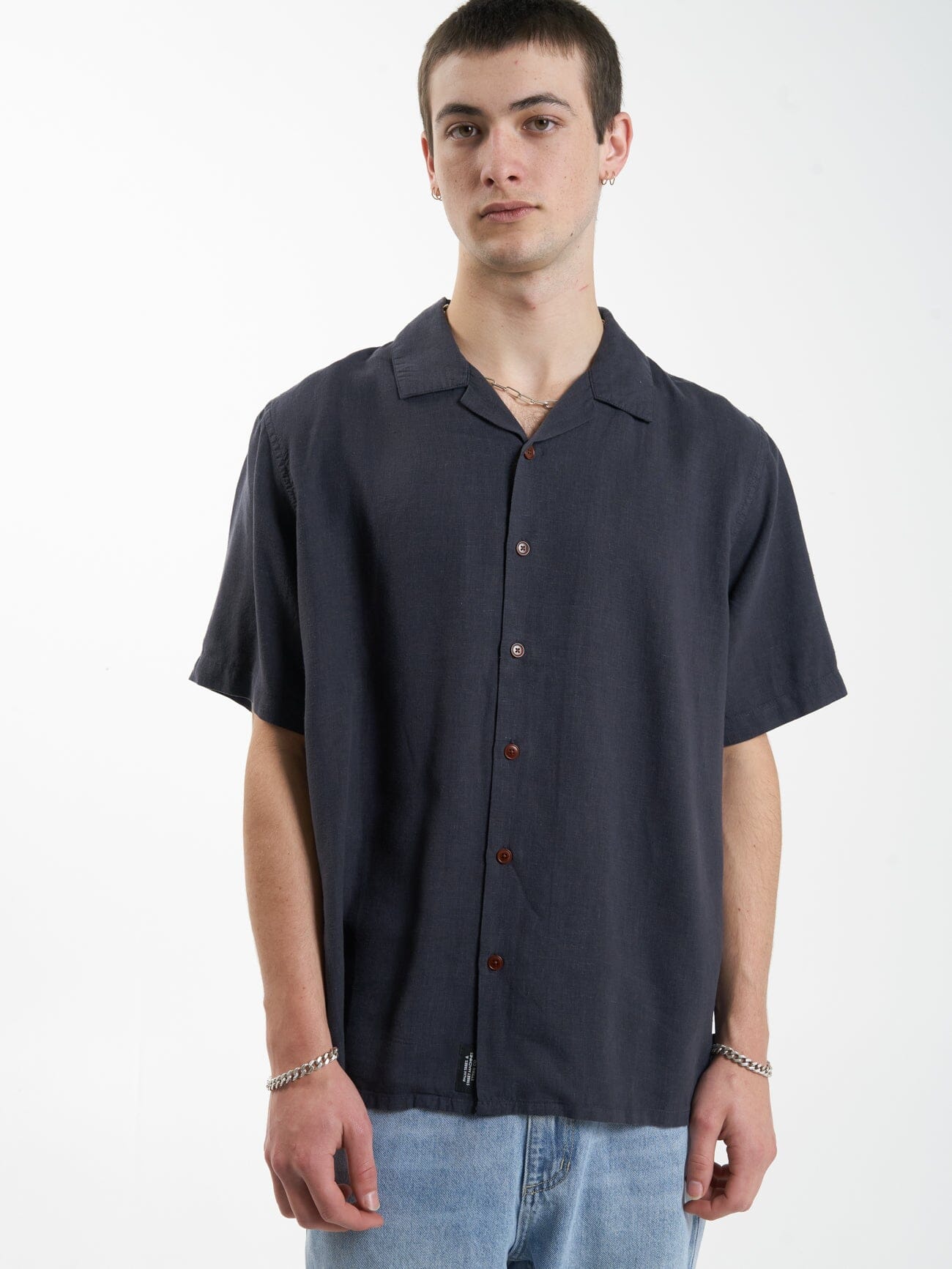 Hemp Minimal Thrills Bowling Shirt - Slate