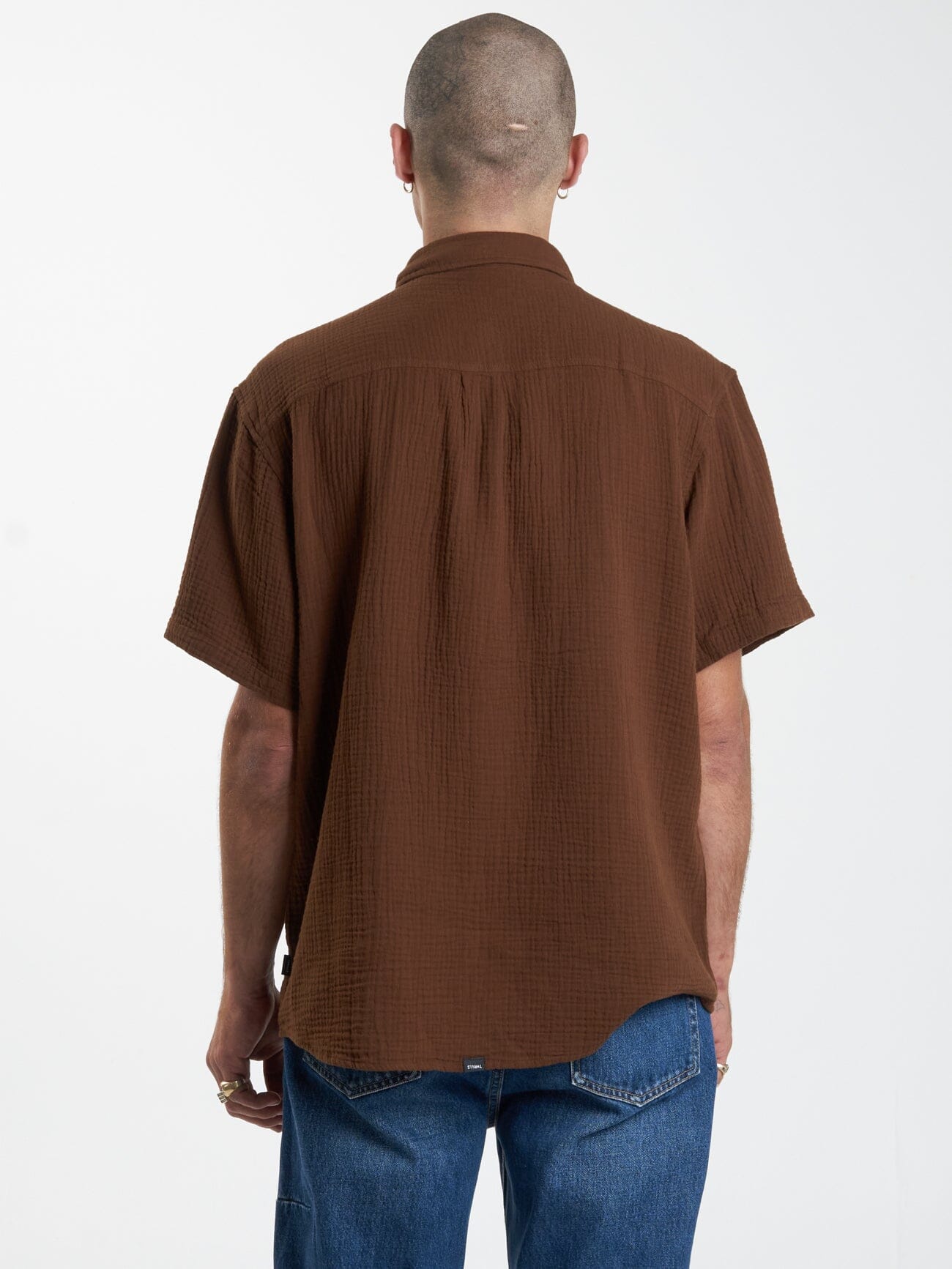 Minimal Thrills Seersucker Short Sleeve Shirt - Chestnut