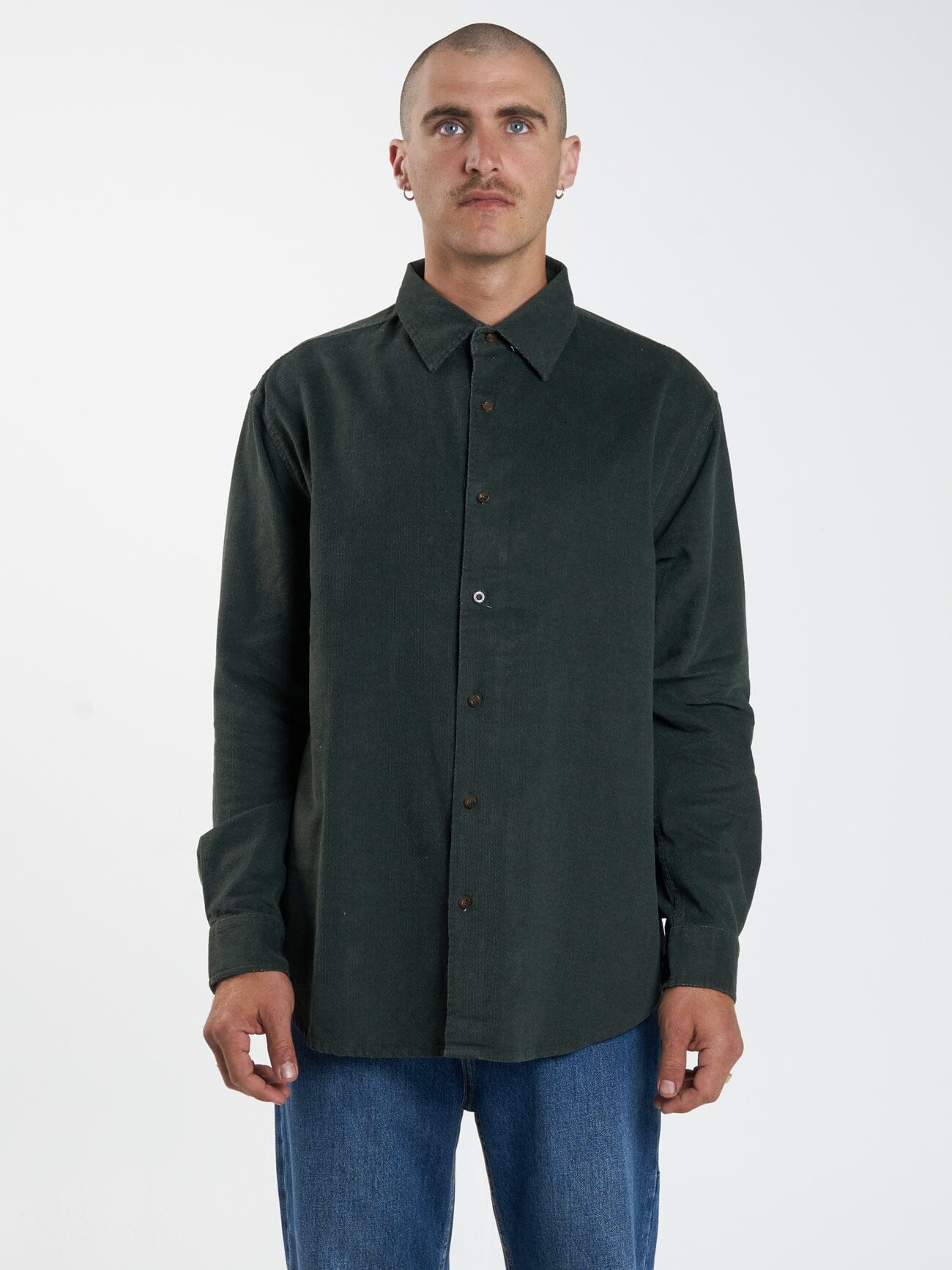 Gravitating Naturally Cord Long Sleeve Shirt - Thyme