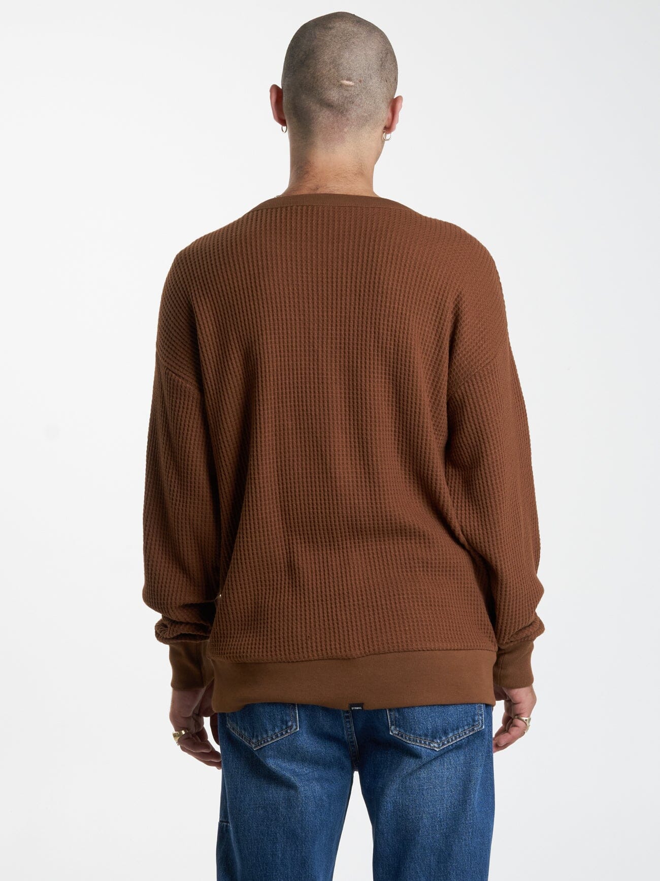 Minimal Thrills Big Waffle Crew Knit - Chestnut